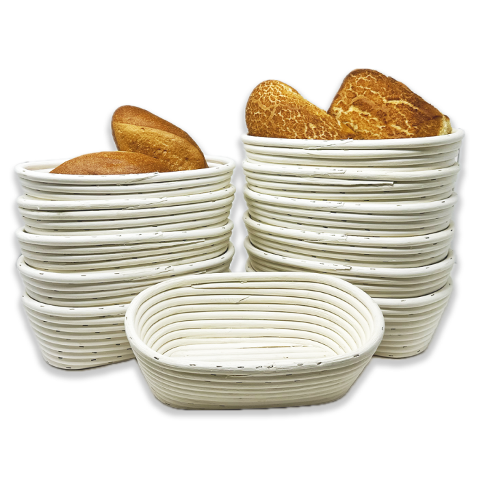 Artisan Collection: 12-Pack 12" Large Wide Oblong Rattan Proofing Baskets