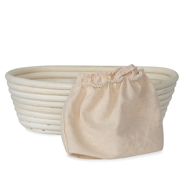 Artisan Collection: 12-Pack 9" Wide Oblong Rattan Proofing Baskets with Cloth Liners