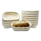 Artisan Collection: 12-Pack 12" Wide Oblong Rattan Proofing Baskets with Cloth Liners