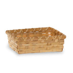 12-Pack 7" Rectangular Wood Chip & Bamboo Tray Baskets — Stained Honey