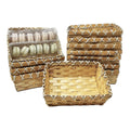 12-Pack 7" Rectangular Wood Chip & Bamboo Tray Baskets — Stained Honey