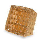 12-Pack 7" Rectangular Wood Chip & Bamboo Tray Baskets — Stained Honey
