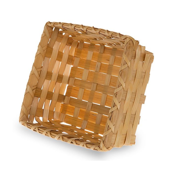 12-Pack 7" Rectangular Wood Chip & Bamboo Tray Baskets — Stained Honey