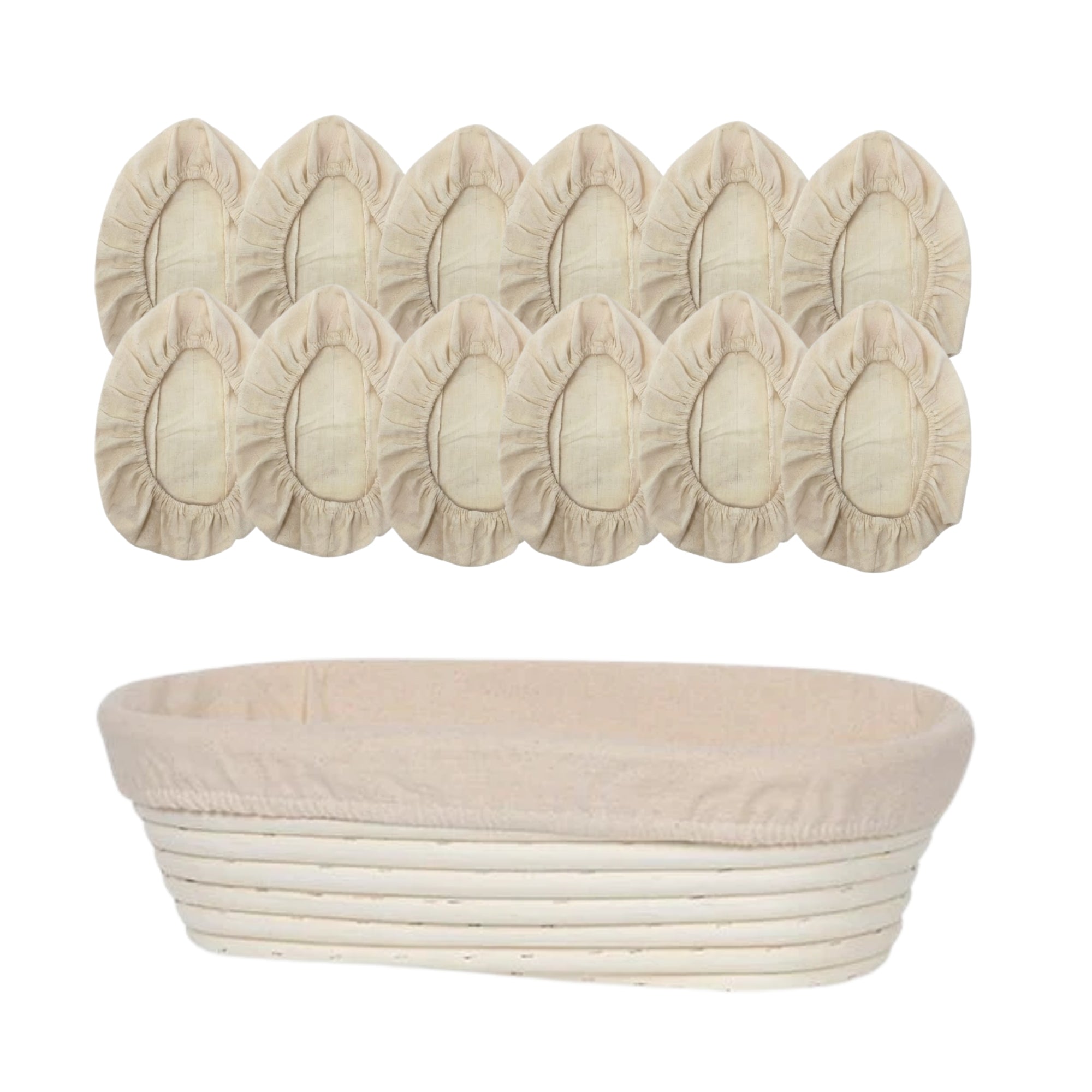 Artisan Collection: 12-Pack 13" Long Oblong Cotton Cloth Proofing Basket Liners (Basket Not Included)