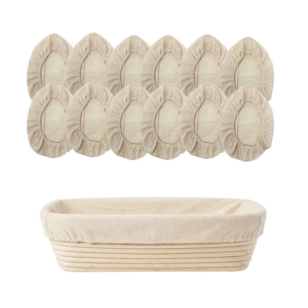 Artisan Collection: 12-Pack 12" Rectangular Cotton Cloth Proofing Basket Liners (Basket Not Included)