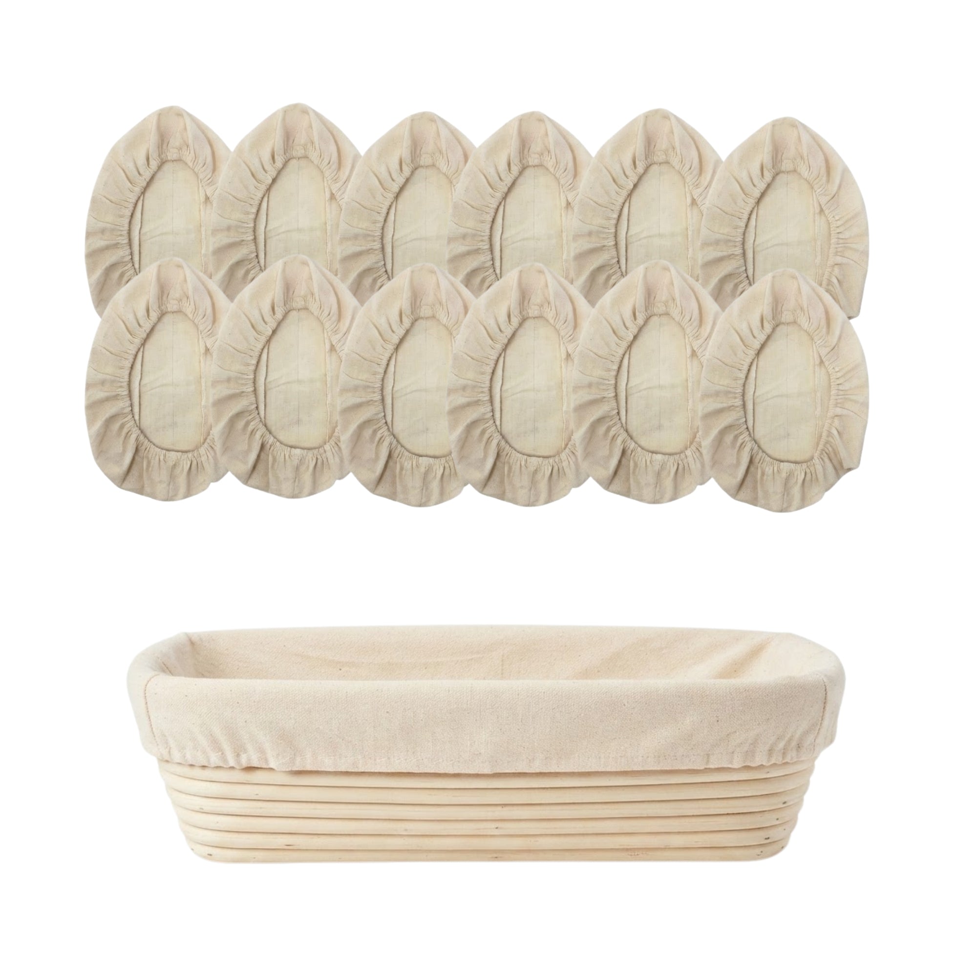 Artisan Collection: 12-Pack 12" Rectangular Cotton Cloth Proofing Basket Liners (Basket Not Included)
