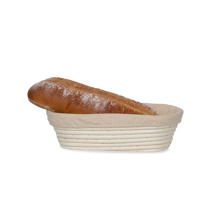 Artisan Collection: 12-Pack 12" Wide Oblong Rattan Proofing Baskets with Cloth Liners