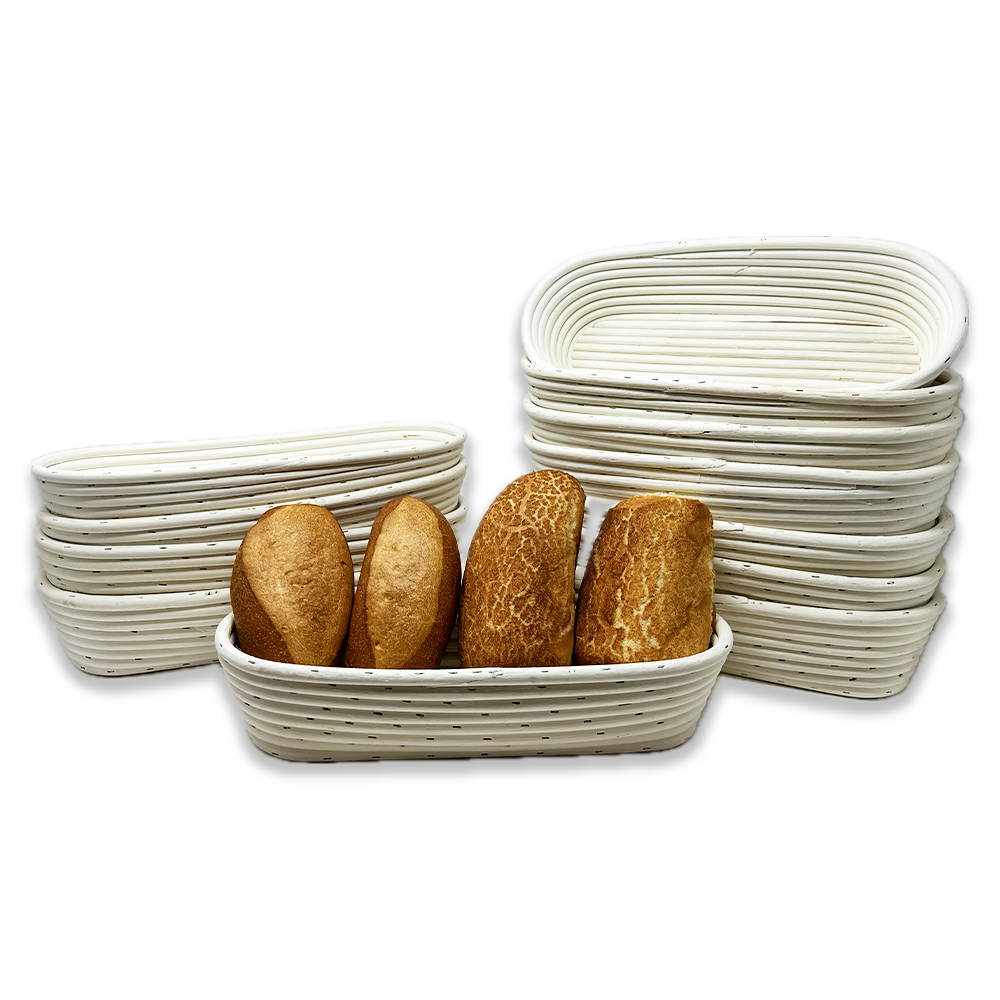 Artisan Collection: 12-Pack 13" Long Oblong Natural Rattan Proofing Basket