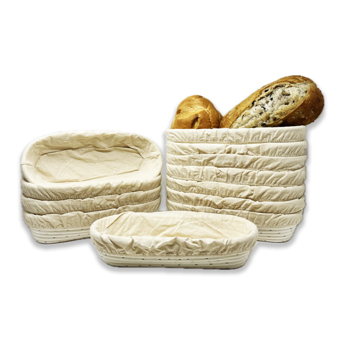 Artisan Collection: 12-Pack 13" Oblong Rattan Proofing Baskets with Cloth Liners