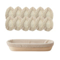 Artisan Collection: 12-Pack 15" Slim Oblong Cotton Cloth Proofing Basket Liners (Basket Not Included)