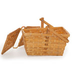 12-Pack 10" Rectangular Honey Bamboo Picnic Baskets with Split Double Lids