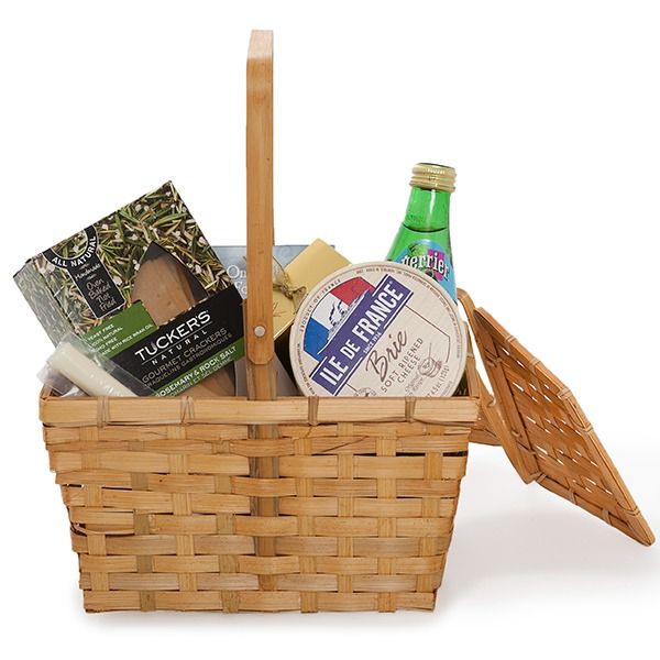 12-Pack 10" Rectangular Honey Bamboo Picnic Baskets with Split Double Lids