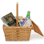 12-Pack 10" Rectangular Honey Bamboo Picnic Baskets with Split Double Lids
