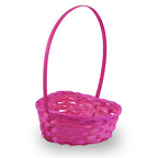 12-Pack: Small 6" Pink Heart Shaped Bamboo Baskets with Handle