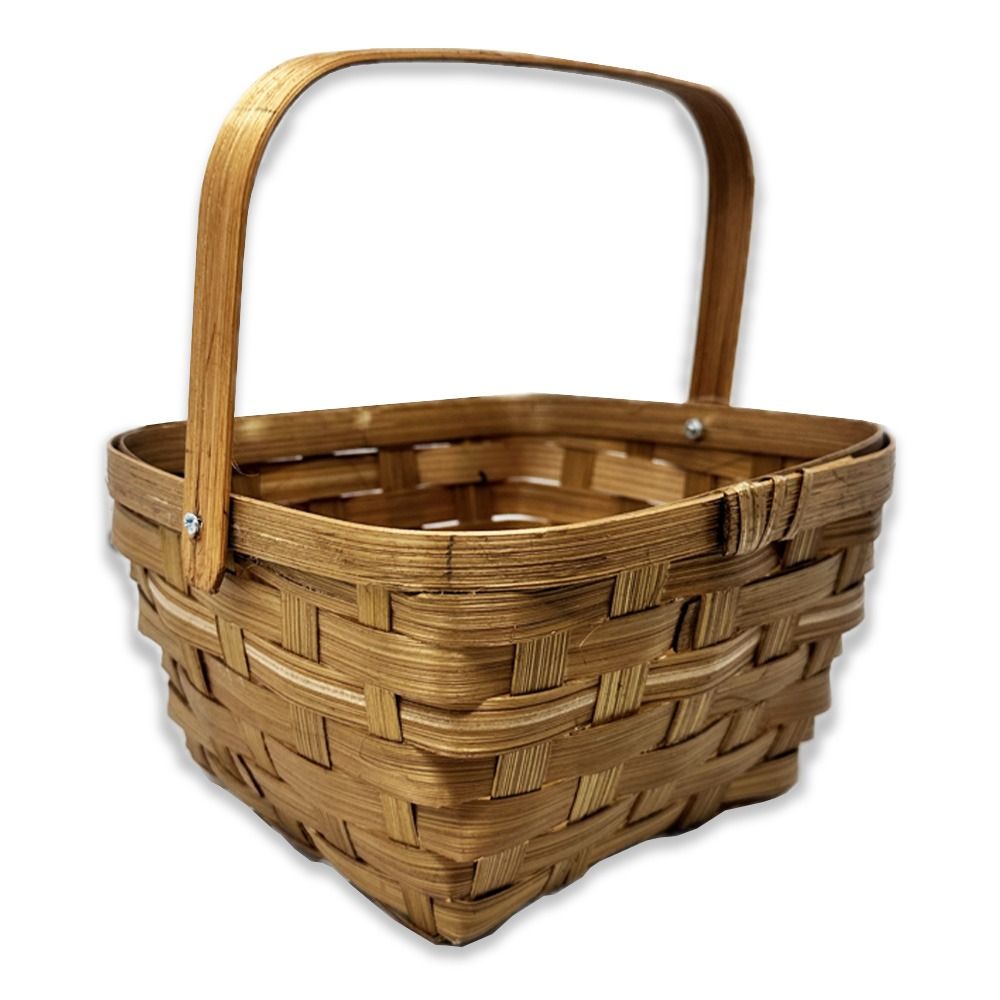 12-Pack 6" Square Honey Bamboo Handle Baskets