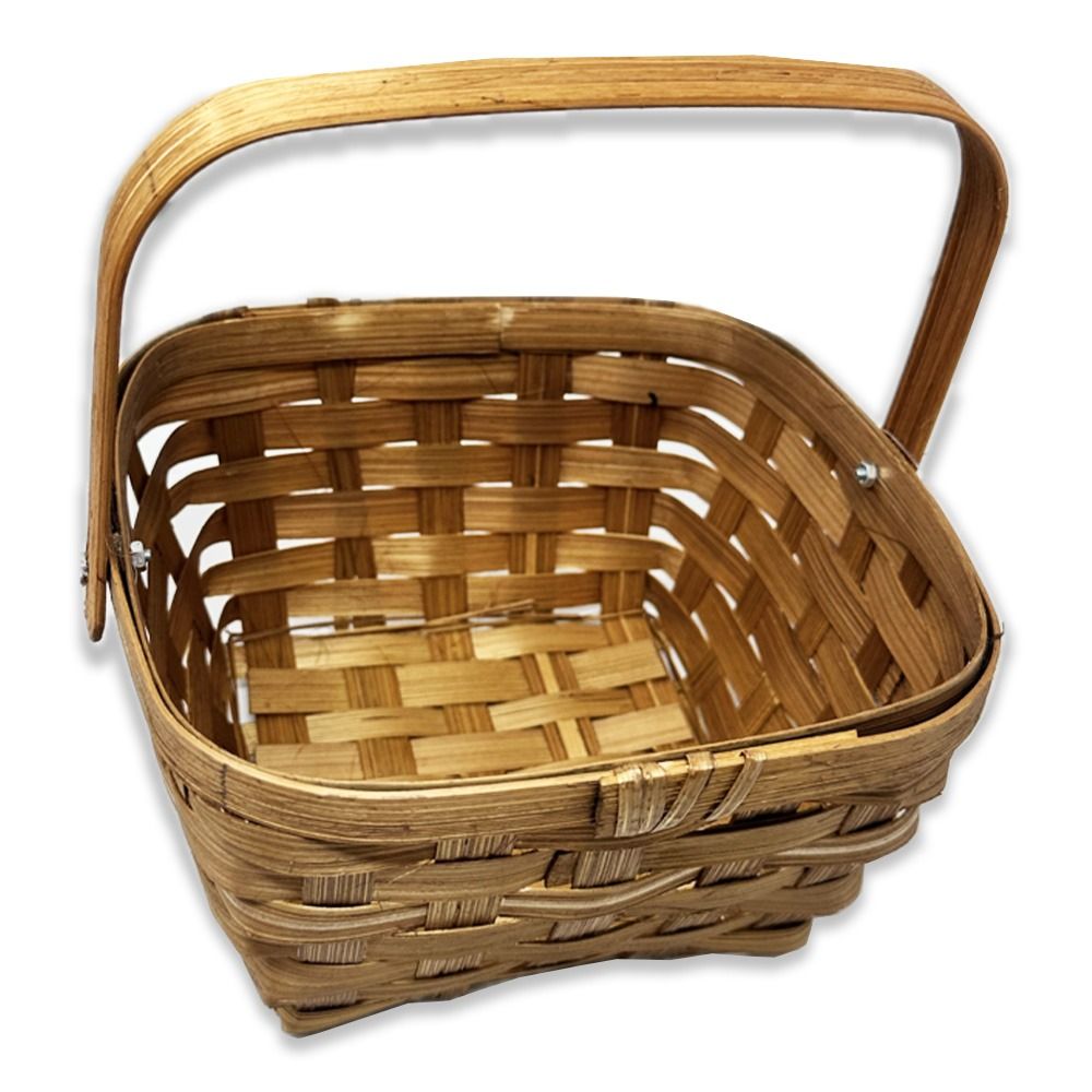 12-Pack 6" Square Honey Bamboo Handle Baskets