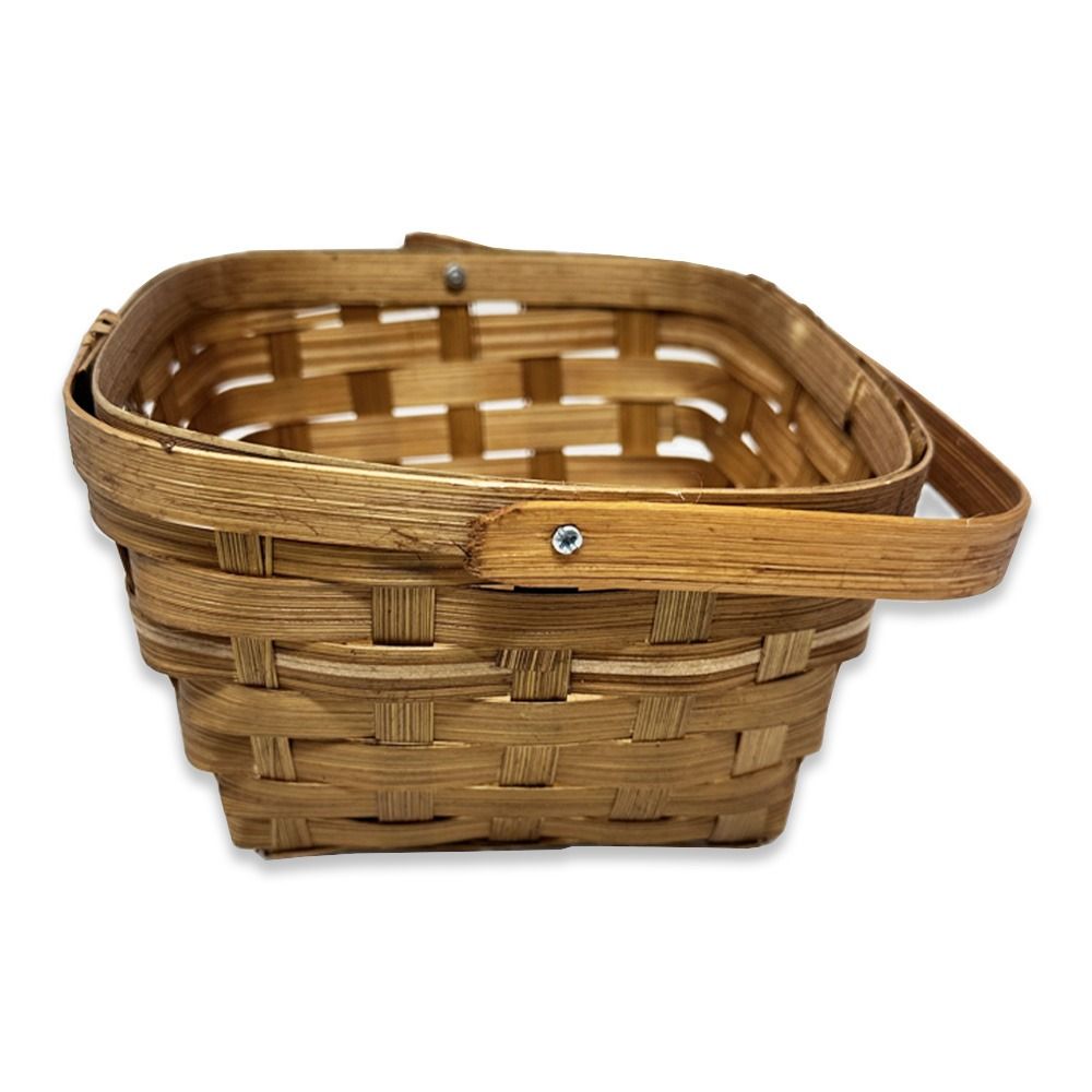 12-Pack 6" Square Honey Bamboo Handle Baskets