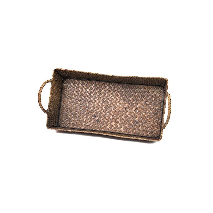 Alexa Collection: 12-Pack 15" Slim Rectangular Seagrass Tray with Handles