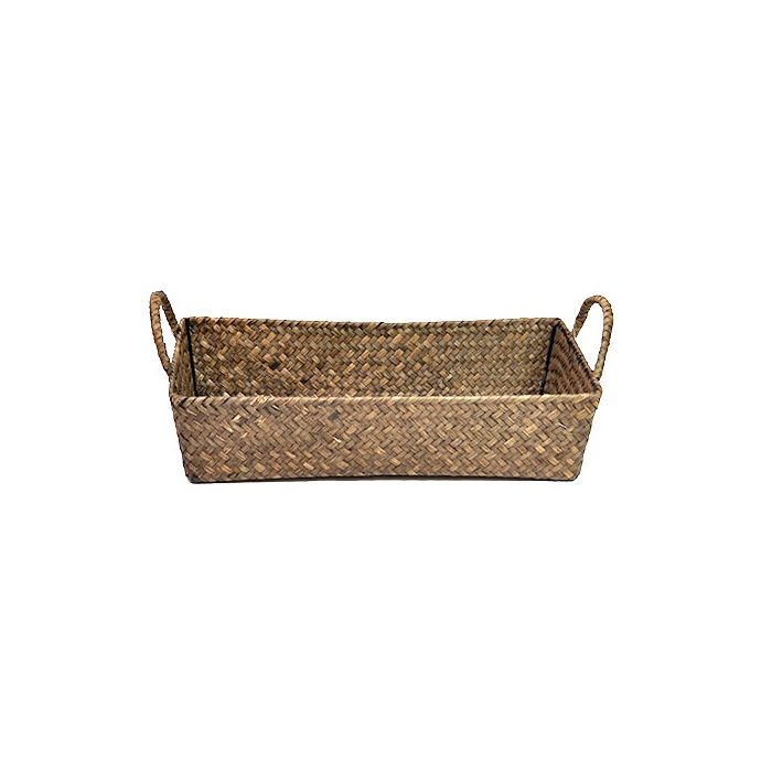 Alexa Collection: 12-Pack 15" Slim Rectangular Seagrass Tray with Handles