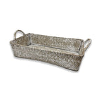 Alexa Collection: 12-Pack 15" Slim Rectangular White Wash Seagrass Trays with Handles