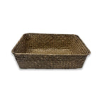 Alexa Collection: 12-Pack 12" Large Rectangular Natural Seagrass Tray Baskets