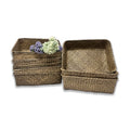 Alexa Collection: 12-Pack 10" Rectangular Seagrass & Metal Utility Tray Baskets
