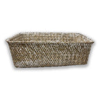 Alexa Collection: 12-Pack 14" Rectangular Seagrass & Metal Utility Tray Baskets