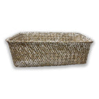 Alexa Collection: 12-Pack 12" Large Rectangular White Wash Seagrass Tray Baskets