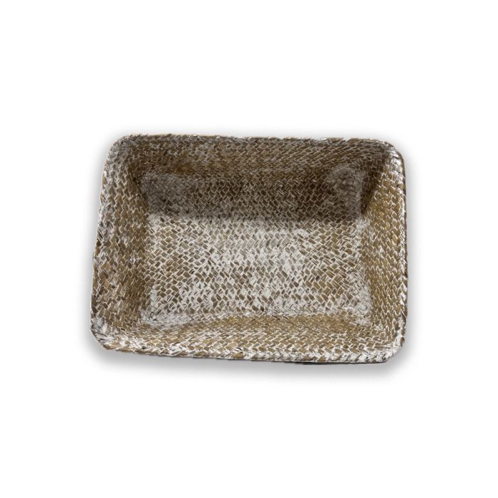 Alexa Collection: 12-Pack 12" Large Rectangular White Wash Seagrass Tray Baskets