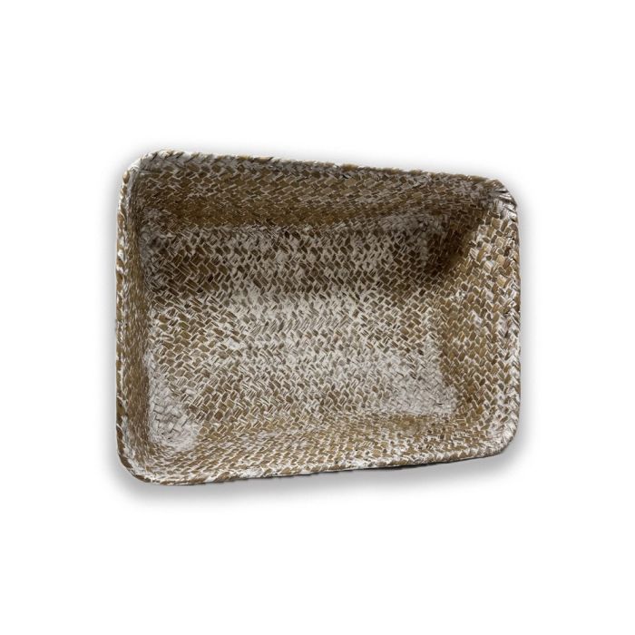 Alexa Collection: 12-Pack 12" Large Rectangular White Wash Seagrass Tray Baskets