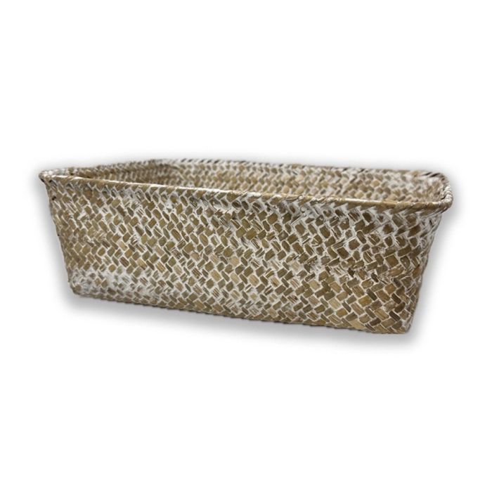 Alexa Collection: 12-Pack 10" Medium Rectangular White Wash Seagrass Utility Trays