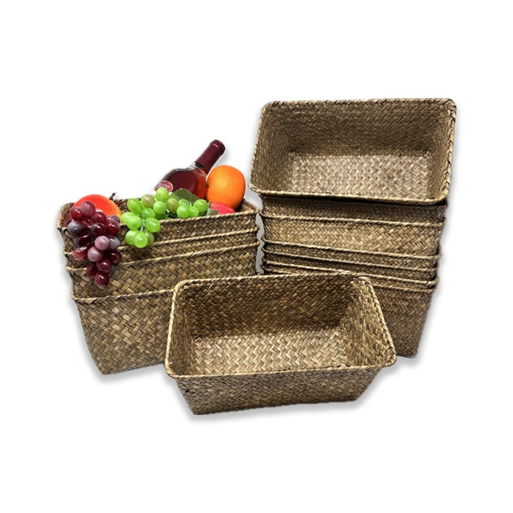 Alexa Collection: 12-Pack 10" Medium Rectangular Natural Slim Tray Utility Baskets