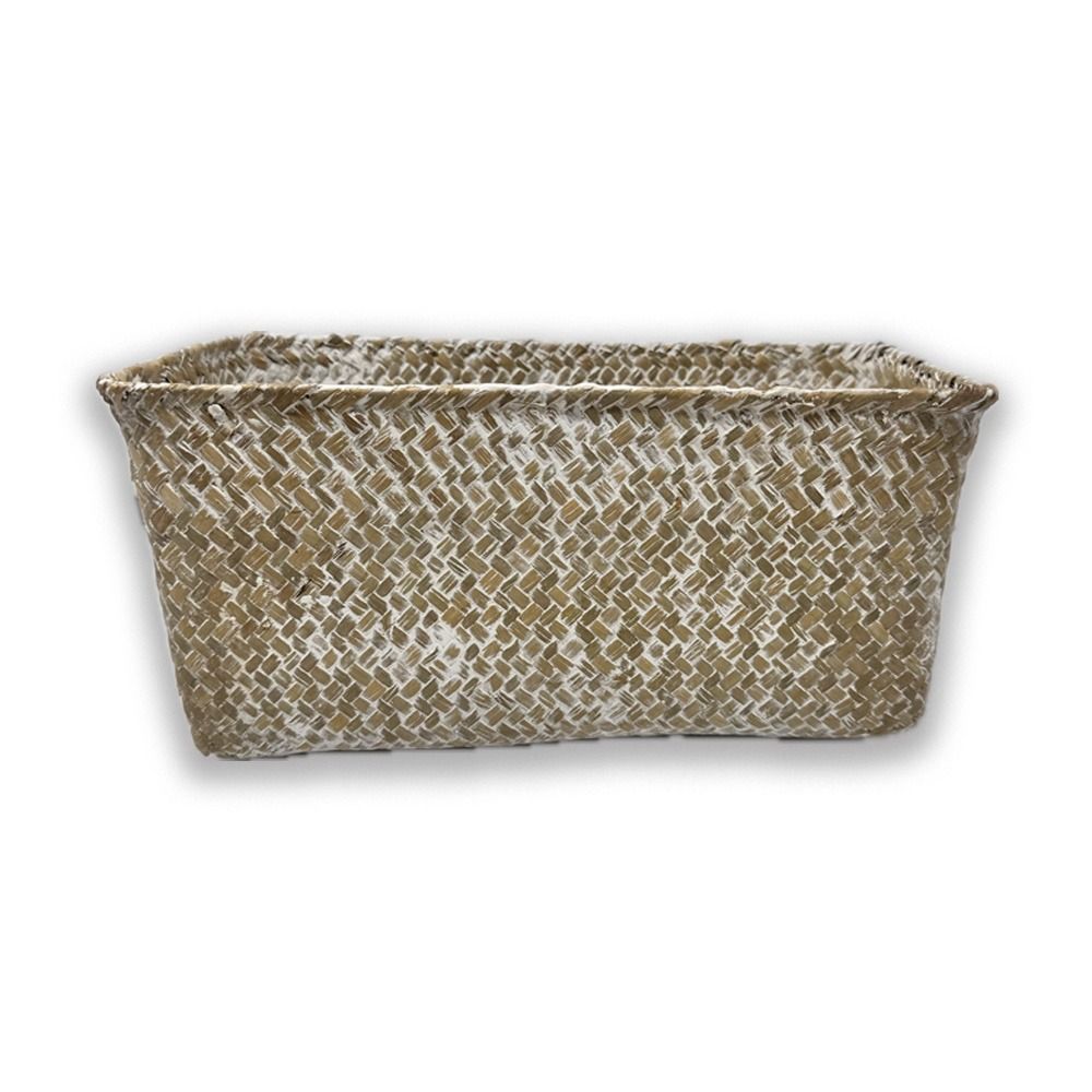 Alexa Collection: 12-Pack 10" Medium Rectangular White Wash Slim Tray Utility Baskets