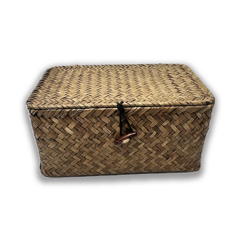 Alexa Collection: 12-Pack 9" Natural Seagrass Keepsake Storage Boxes with Lid