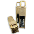 Jute Collection: 12-Pack 3" Natural Jute Wine Bottle Bags with Window and Handle
