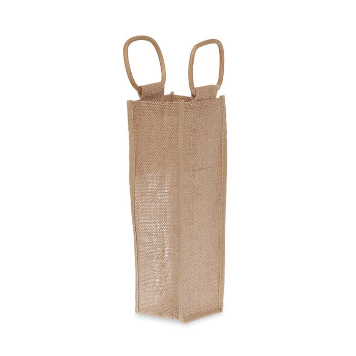 Jute Collection: 12-Pack 3" Natural Jute Wine Bottle Bags with Window and Handle