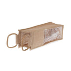 Jute Collection: 12-Pack 3" Natural Jute Wine Bottle Bags with Window and Handle
