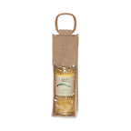 Jute Collection: 12-Pack 3" Natural Jute Wine Bottle Bags with Window and Handle
