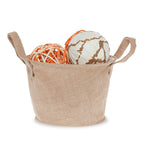 Jute Collection: 12-Pack 8" Medium Round Natural Jute Handle Bags with Wire Rim & Plastic Liner