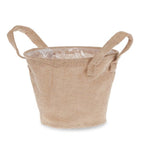 Jute Collection: 12-Pack 7" Round Natural Jute Handle Bags with Plastic Liners
