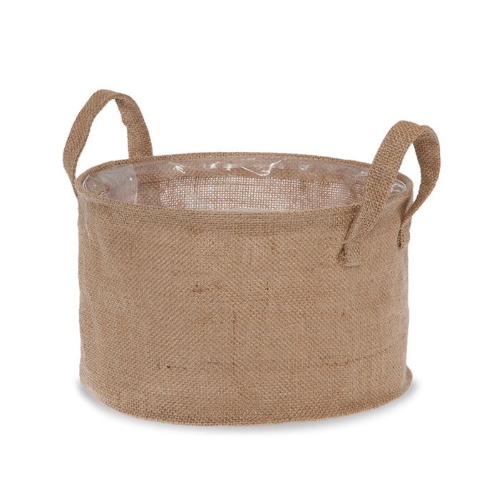 Jute Collection: 12-Pack 9.5" Round Natural Jute Storage Baskets with Plastic Liner