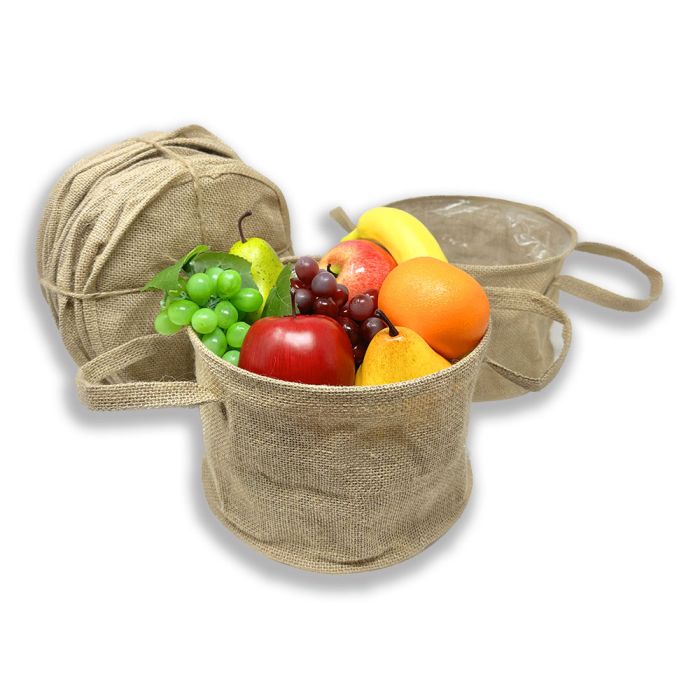 Jute Collection: 12-Pack 9.5" Round Natural Jute Storage Baskets with Plastic Liner