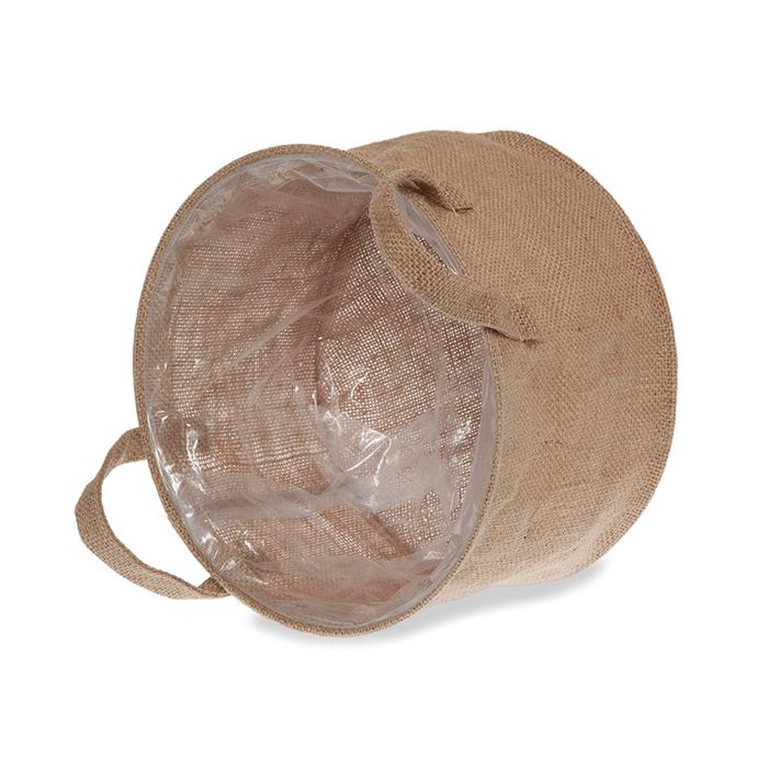 Jute Collection: 12-Pack 9.5" Round Natural Jute Storage Baskets with Plastic Liner