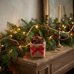 Holiday Collection: 12-Pack 5" Small Square Natural Jute Utility Bags with Red Bow