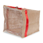 Holiday Collection: 12-Pack 5" Small Square Natural Jute Utility Bags with Red Bow