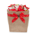 Holiday Collection: 12-Pack 5" Small Square Natural Jute Utility Bags with Red Bow