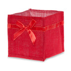 Holiday Collection: 12-Pack Medium 6" Red Jute Square Utility Bags with Red Bow