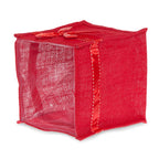 Holiday Collection: 12-Pack Medium 6" Red Jute Square Utility Bags with Red Bow