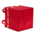 Holiday Collection: 12-Pack 8" Large Square Red Felt Gift Bags with Gold Trim