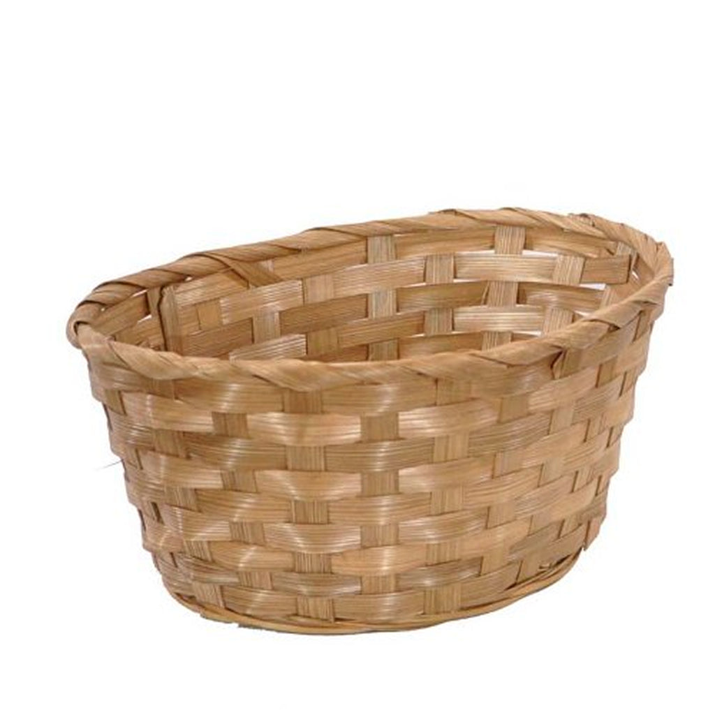12-Pack 9" Oval Brown Bamboo Baskets